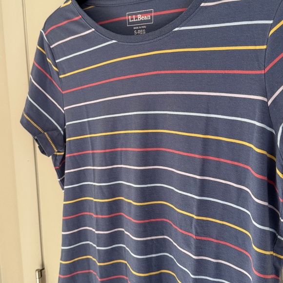 L.L. Bean Blue Striped T Shirt - Picture 4 of 8